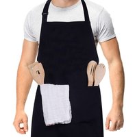 Polyester Cotton Waterproof Apron with large pocket Black Kitchen Aprons Adjustable Anti Dirty Chef Work Apron Nail Beauty