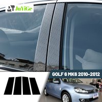 Glossy Black Carbon Fiber Window Door Deal B C Pillar Post Cover Sticker For Volkswagen GOLF 6 VI MK6 2010-2012 2011