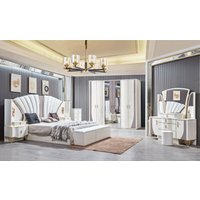 A Royal Luxury Gold Wood Frame Double King Size Bed Set Home Villa Classic Modern Design Wooden Full Bedroom Sets Furniture