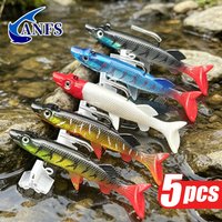 ANSF 5piece Soft Plastic Lures, Slow Sinking Fishing Bait, Soft Fishing Lure for Saltwater Freshwater Fishing
