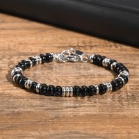 Black Onyx Stones Beaded Bracelets For Women Men Classic Tiger Eye Stones Chain Adjustable Wristband For Valentine's Day Gift