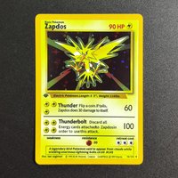 Proxy Pokemon Card EN Base Set 1st Edition-Zapdos 16-102 Super Rare Collectibles Card Single Classic Game Anime Cards Toys