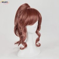 High Quality Sailor Jupiter Cosplay Wig Long Curly Red Brown Ponytail Bangs Heat Resistant Synthetic Hair Anime Wigs + Wig Cap