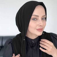 Muslim fashion simple solid color scarf hat snap button Baotou integrated gauze scarf sandproof hat