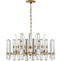 Round Chandelier Luxury Brass Chandelier Lighting LED Modern Clear Smoke Crystal Pendant Lustre Lamp For Living Room