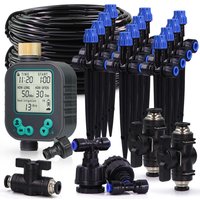 1/4" Garden Irrigation Timed System Rain Sensor LCD Timer 4/6mm Adjustable Sprinkler Drippers Outdoor Lawn Plant Pots Watering