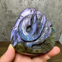Natural Labradorite Snake Carving Healing Crystal Gemstone Collectible - Home Decorative Item Ideal Holiday Gift