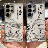 Anime Cute Rem Emilia For Samsung S26 S25 Edge S24 S23 S22 S21 S20 FE Ultra Plus Lite Plating Anti-Fall Phone Case
