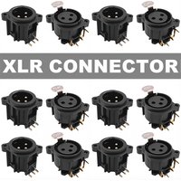 2PCS Black Plastic 3Pins XLR Connector Male/Female Connector XLR Jack Socket Speaker Plug with PUSH button