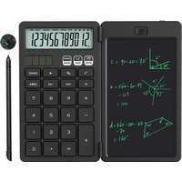 Verbeterde basisrekenmachine met 6,5 inch notitieblok Standaard rekenmachinezak 12-cijferige functie 2-in-1 draagbaar voor schoolkantoor