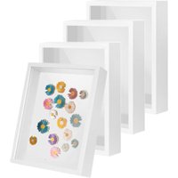Wooden White Hollow Photo Frame Shadow Box Frame White Frames for Flower Pressing Seashell Display Box Pet Memorial Shadow Box