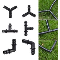 5Pcs 16mm Hose Garden Drip Irrigation Connectors 90 Degree Elbow and Y-shape 3-way Multi-barb Joint 1/2" Pipe Quick Couplings