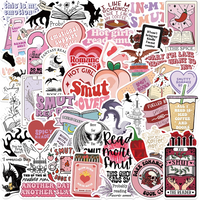 52Pcs Bookish Smut Stickers Reading Romance Book Pink DIY Stickers Scrapbooking Phone Luggage Skateboard Waterproof Decals