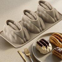 1pcs Silicone Walnut Cake Mold, 3D Walnut Shaped Silicone Mold, Non Stick Thick 3-Hole Mold for Making Cakes, Mousse, Jelly