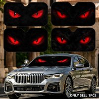 Red Black Eye Sun Visor Foldable Aluminum Foil Car Windshield Sun Shade - UV Protection & Heat Insulation Visor