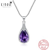 New 925 Sterling Silver Morning Glory Purple Rhinestone Pendant Necklace Women Jewelry Angel Tears Zircon Fashion Clavicle Chain
