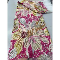 African fabric for women Handmade Beads Lace Fabric 2026 High-Quality Nigerian Sequins French Tulle for Wedding Party Material