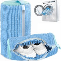 Fluffy Fiber Shoe Washing Bag 360° Surround Cleaning Reusable Durable Machine-Washable Laundry Bag with Zipper Closure