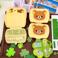 Kawaii Rilakkuma Storage Box Cute Drugs Separate Portable Storage Box Creative Desktop Ornaments Jewelry Box Supplies Decorate