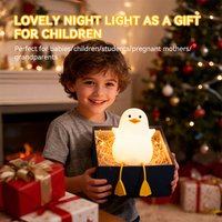 Cartoon Duck Night Lamp Soft Silicone Pat Light Warm Light Eye Protection Night Reading Lamp Desktop Kid's Room Decoration