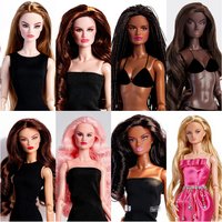 Lalka Supermodelka Xianxian Princess / 32 cm naga lalka z białą skórą, włosami w kolorze wina, brązowymi włosami / 12 ruchomych stawów + głowa / lalka 1/6