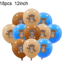 Teddy Bear Theme Party 12inch Blue Brown Golden Balloons Little Bear Pattern Latex Balloon Birthday Party Baby Shower Decor