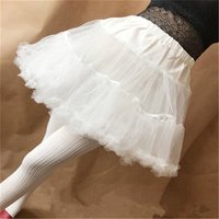 Girls Ruffled Short Petticoat Solid White Color Fluffy Bubble Tutu Skirt Puffy Waistband Mini Hoopless Prom Crinoline Underskirt