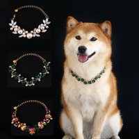 Sweet Cat Rhinestone Collar Adjustable Colorful Pet Diamond Necklace Princess Style Pet Pearl Necklace Birthday Party