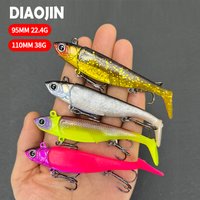 22g 38g Artificial Soft Bait with Jig Head Jigging Soft Lure Rubber Pesca Fishing Bass Artificial Swim Bait with T Tail Supplies