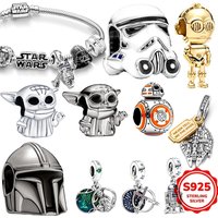 Stars Wars 925 Sterling Silver Shadow Warrior Mandalorian Charms War Beads Fit Original Womens Bracelet Pendant DIY Jewelry Gift