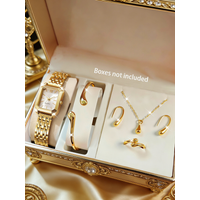 The lady's compact quartz watch and pendant jewelry set, suitable as a holiday gift, does not include the box.