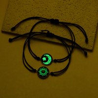 2 Pcs/Set Luminous Braided Rope Couple Bracelets for Lovers Sun Moon Butterfly Glow in the Dark Chains Noctilucent Jewelry Gift