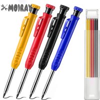 Solid Carpenter Pencil Set Woodworking Mechanical Pencil 3 Colors Refill Construction Marking Tool for Carpenter Scriber Arch