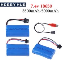 18650 7.4V 3500Mah/5000/6800mAh Li-ion battery SM4P plug/Charger for Udi007 Udi001 UDI002 UDI902 HJ806 960 961 RC racing boat