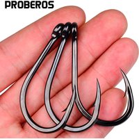 10Pcs High Carbon Steel Barbed Tube Eye Fishing Hooks with Ringed Saltwater Surf Rock for Sea Angling Offshore Big Game Fish 