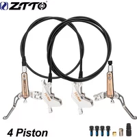 MTB E-bike 4 Piston Bicycle Hydraulic Disc Brake Oil Pressure AM Enduro DH Bike Team Metal 2.3mm Pads Rotor Front Rear Calipers