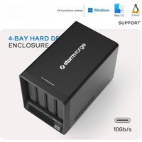 10Gb/s USB DAS for High-Speed Storage - 4 Bay Hot Swap Enclosure, Easy Setup for Beginners, Advanced Cooling System