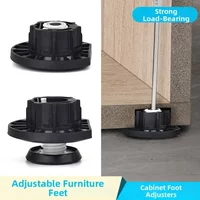 1/4pcs ABS Plastic Adjustable Leveling Furniture Legs Heavy Duty Cabinet Leg Cupboard Foot Adjustable Height 0-12mm
