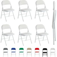 Set of 6 Folding Chairs, Faux Leather Foldable Chairs with Metal Frame and Padded Seat, Easy to Fold and Store for Home, Office