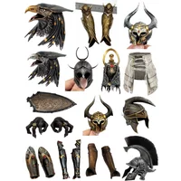 Miniature Doll House Egyptian Eagle God Montu Decorated Open Head Carving 1:6 Soldier Royal Guard Helmet Spear Shield Model
