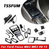 Car Interior Carbon Fiber Sticker For Ford Focus MK2 2009 2010 2011 2012 2013 2014 2015 Center Control Gear Shift Panel Cover