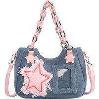 Women's Cute Fashion Handbag Simple Canvas Star Pattern Underarm Crossbody Bag