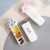 Mini Cat Claw 3 Grids Medicine Storage Box Portable Daily Pill Cases Container Organizer Travel Fish Oils Pill Dispenser Box