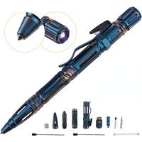 7In1 Outdoor Survival Tactical Pen Multi-Function Self Defense with Emergency Led Light Whistle Glass Breaker