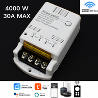 RF 433 + WIFI Smart Home Automation 4000W 30A Relay Module Tuya And Smartlife APP Remote Control Work With Alexa Google Home