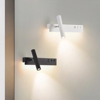 Nordic Modern Bedside Reading LED Wall Lamp With Switch USB living Room Background Wall Light Creative Rotatable Spotlight