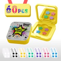 60Pcs multi-specification colored star acne sticker, with its own small mirror