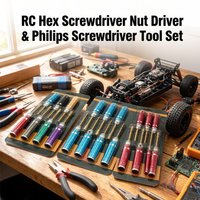 7PCS Short Handle RC Hex Screwdriver Nut Driver & Phillips Screwdriver Tool Set Allen Wrenches, Socket For RC Mini Crawler Car
