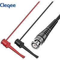 Cleqee P1007B BNC Q9 Male Plug to Dual Test Hook Clip Oscilloscope Probe ABS Mini Grabber Test Lead 120cm Cable for Electronics