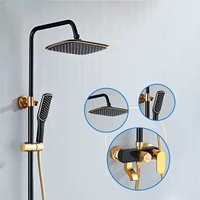 Tianview Home space aluminum black gold shower set square top spray set bathroom can lift hand-held booster shower head